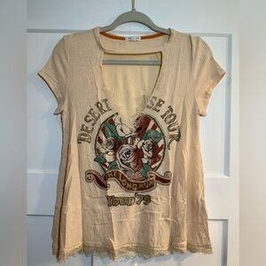 Beige Graphic Women Top